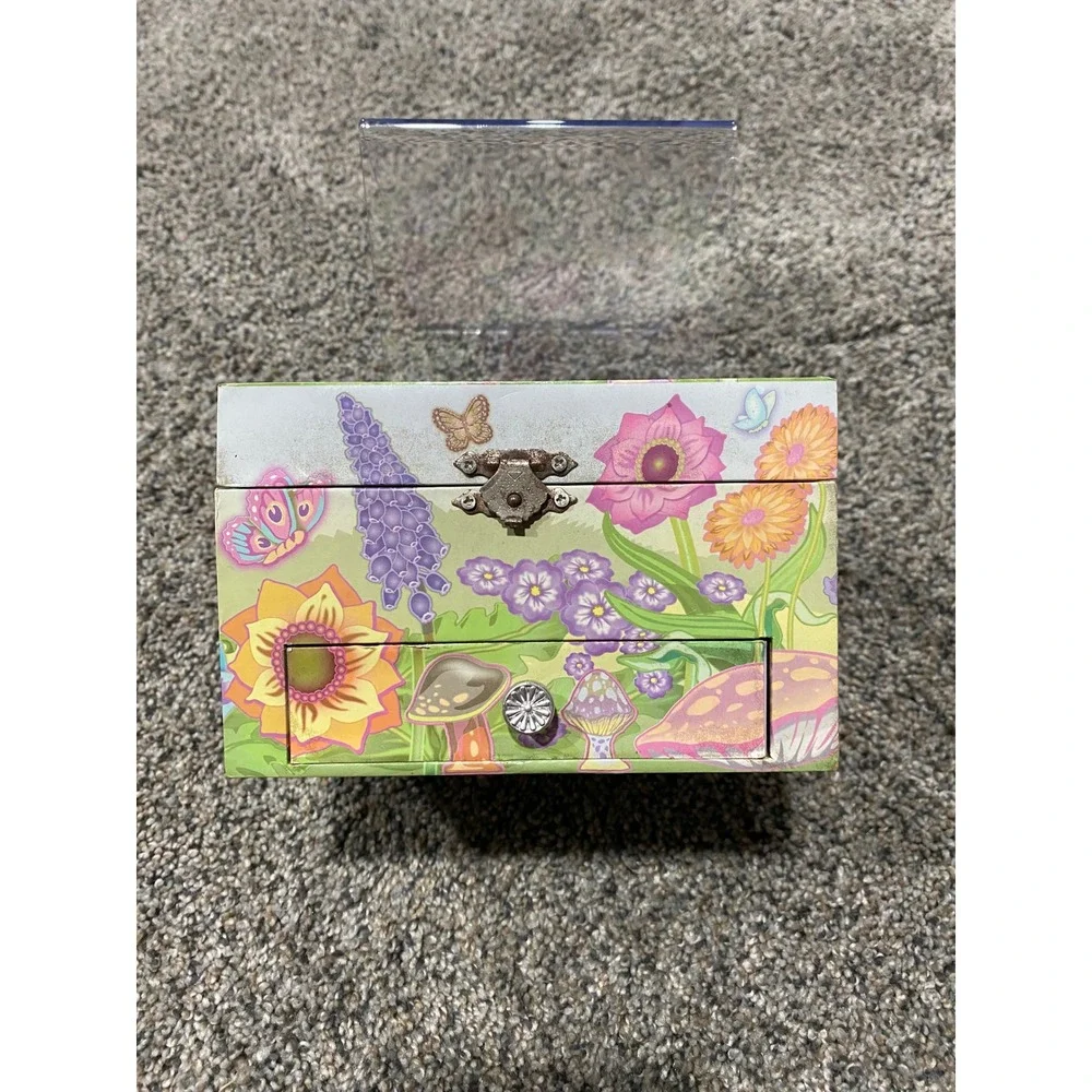 Discovery Kids Musical Jewelry Box Girls OS Green Fair Ballerina Floral Garden